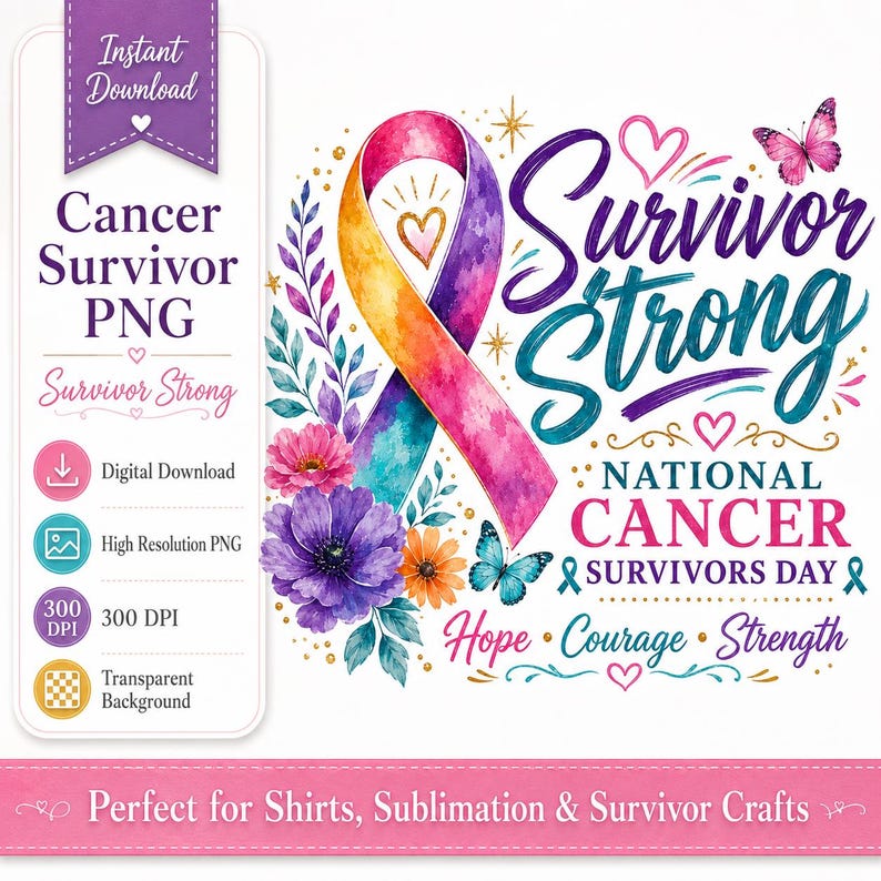 Strong Cancer Ribon Cancer Survivor PNG, Survivor Strong PNG, National Cancer Survivors Day ...