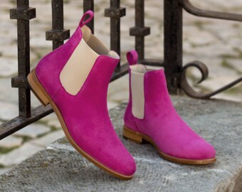 pink chelsea boots mens