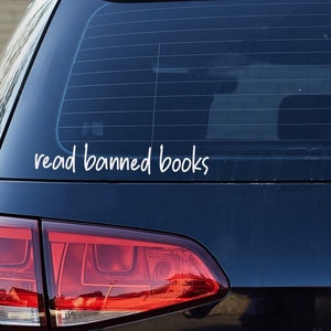 read banned books car decal, bookworm decal, book lover car decal