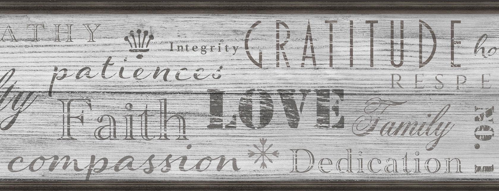 Peel Stick Wallpaper Border Values Typography Inspirational Words ...
