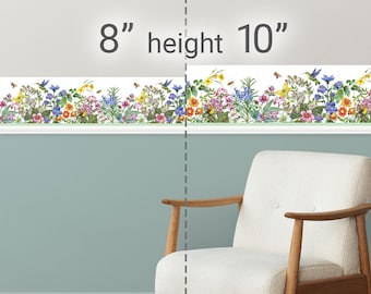 Peel & Stick Wallpaper Border Living Garden Theme Self Adhesive Wall Accent Decal for Kitchen, Dining room, Coffee shop and Patio
