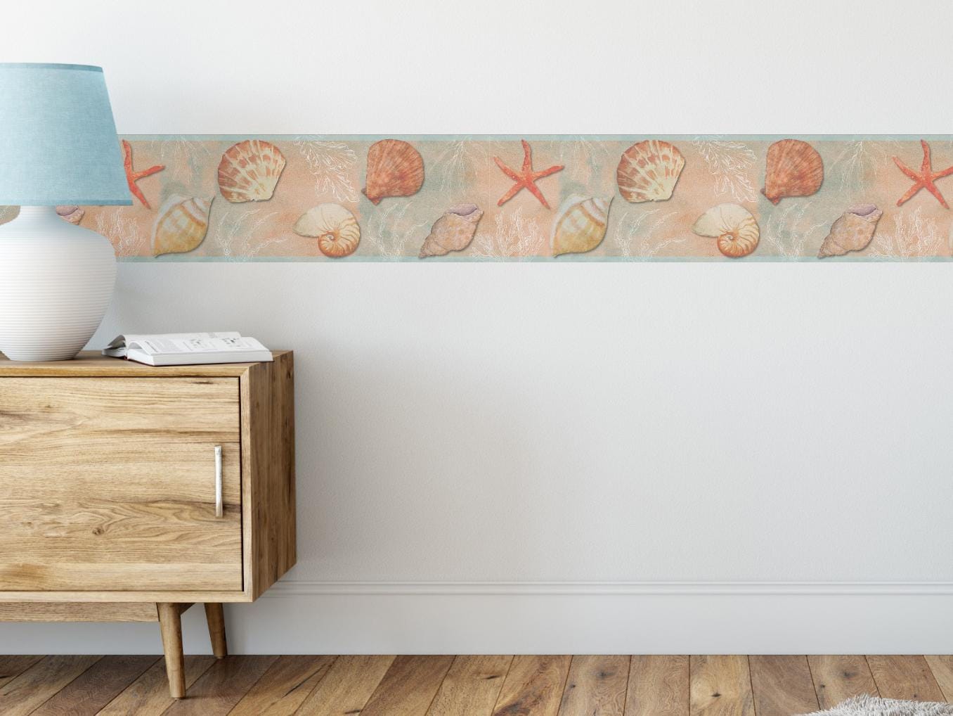 Peel & Stick Wallpaper Border Seashells and Starfish Self Adhesive Wall ...