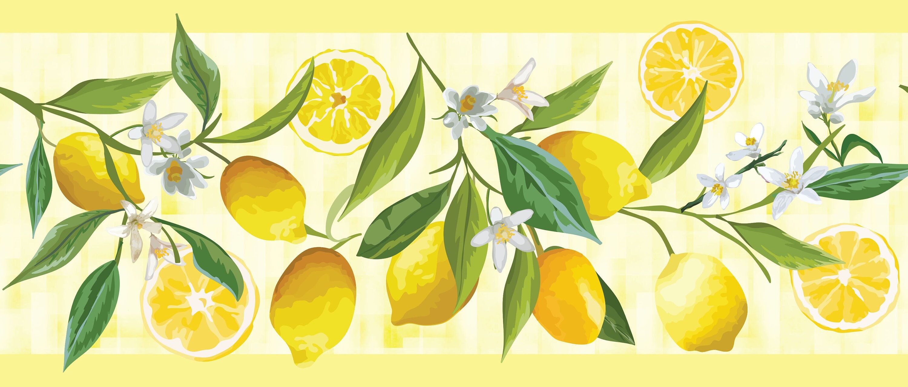 Peel & Stick Wallpaper Border Lemon Flower Self Adhesive Wall Accent
