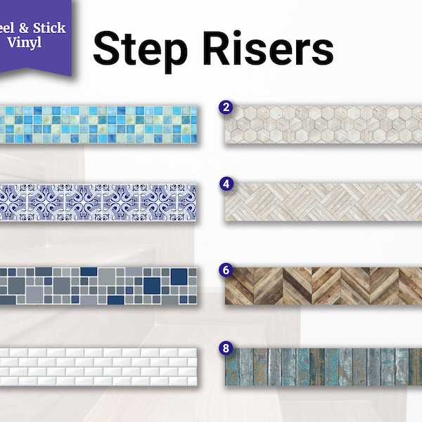 Step Risers Accents - Peel and Stick Vinyl Decals for Stairs