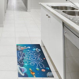 Non Slip Floor Mat Peel&Stick anti-slip Waterproof Rug for Bathroom Kitchen Kids Made in USA Durable Self Adhesive Textured Vinyl, Removable