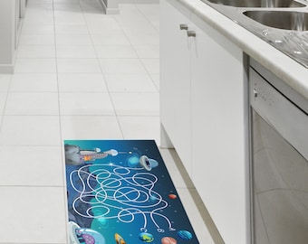 Non Slip Floor Mat Peel&Stick anti-slip Waterproof Rug for Bathroom Kitchen Kids Made in USA Durable Self Adhesive Textured Vinyl, Removable