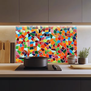 Glass Kitchen Backsplash Tiles Decal / Heat-Resistant Wall Art / Behind the Stove Protection / Waterproof & Easy to Clean / Custom Size