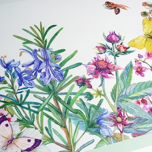 Peel & Stick Wallpaper Border Living Garden Bird Flower Theme Self Adhesive Wall Accent Decal for Kitchen Dining room Playroom Nursery