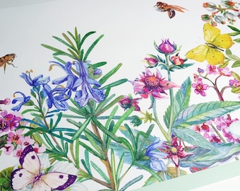 Peel & Stick Wallpaper Border Living Garden Bird Flower Theme Self Adhesive Wall Accent Decal for Kitchen Dining room Playroom Nursery
