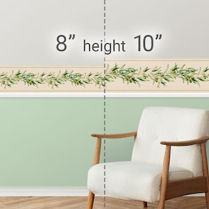 Peel & Stick Wallpaper Border Olive Branch. Self Adhesive Wall Accent Decal for Bedroom, Dorm, Kitchen and Dining, Patio and Outdoor