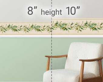 Peel & Stick Wallpaper Border Olive Branch. Self Adhesive Wall Accent Decal for Bedroom, Dorm, Kitchen and Dining, Patio and Outdoor