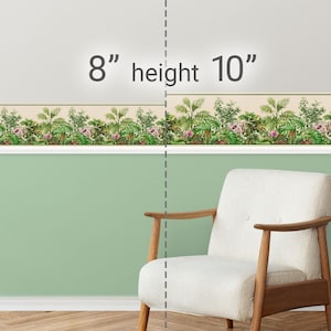 Peel & Stick Wallpaper Border Tropical Watercolor. Self Adhesive Wall Accent Decal for Bedroom, Dorm, Kitchen and Dining, Patio and Outdoor