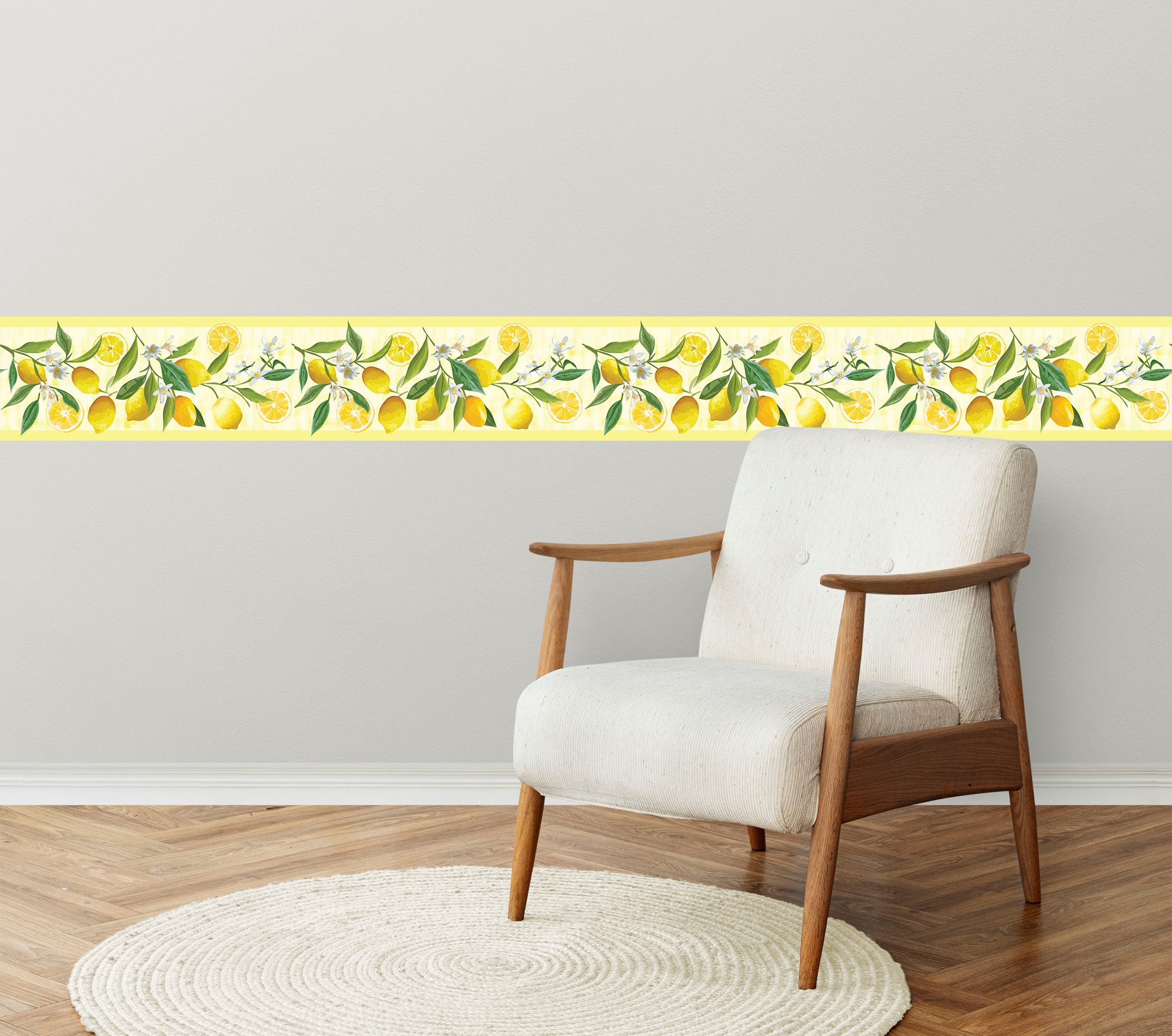 Peel & Stick Wallpaper Border Lemon Flower Self Adhesive Wall Accent ...