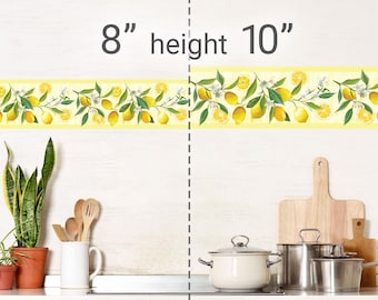 Peel & Stick Wallpaper Border Lemon Flower Self Adhesive Wall Accent Decal for Bedroom, Patio, Kitchen and Outdoor