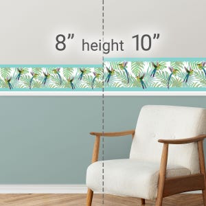 Peel & Stick Wallpaper Border Tropical Hummingbirds. Self Adhesive Wall Accent Decal for Living room, Bathroom, Dorm, Patio and Outdoor