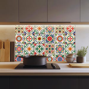 Glass Kitchen Backsplash Tiles Decal / Heat-Resistant Wall Art / Behind the Stove Protection / Waterproof & Easy to Clean / Custom Size