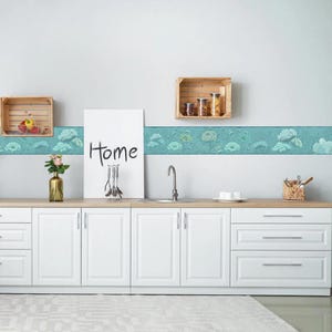 Peel & Stick Wallpaper Border Deep Sea Garden Peel and Stick Wallpaper Border 10in or 8in Height x 15ft Long Blue Green