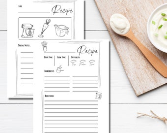 Recipe Card | Simple, Recipe Binder Insert