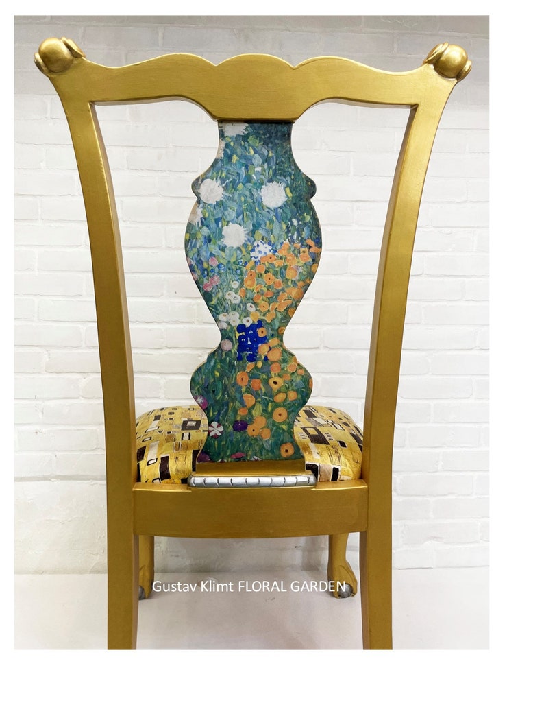 Gustav Klimt Decoupaged Chair Picturing Mrs. Adele Etsy