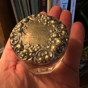 Antique Dresser Jar Art Nouveau Sterling Silver Dresser Jar