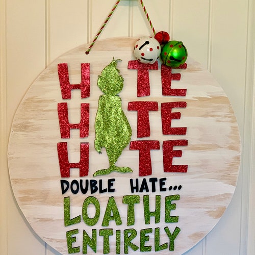 Grinch Wooden Door Hanger Etsy