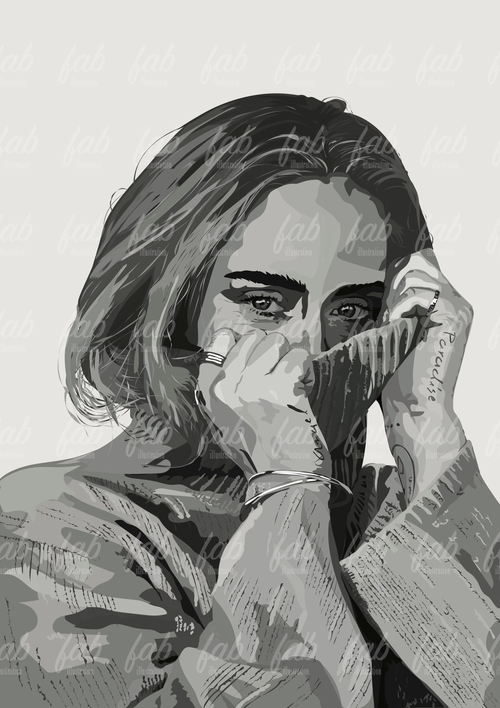 PRINTABLE Adele Handmade Digital Drawing | Illustration | Poster - Etsy
