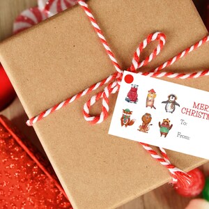 Kerst Dieren Tag | Twee tags inbegrepen| Vrolijk Kerst Tag | Happy Holidays Tag | Afdrukbare Christmas Tag | Kerst Tag | Vakantie tag