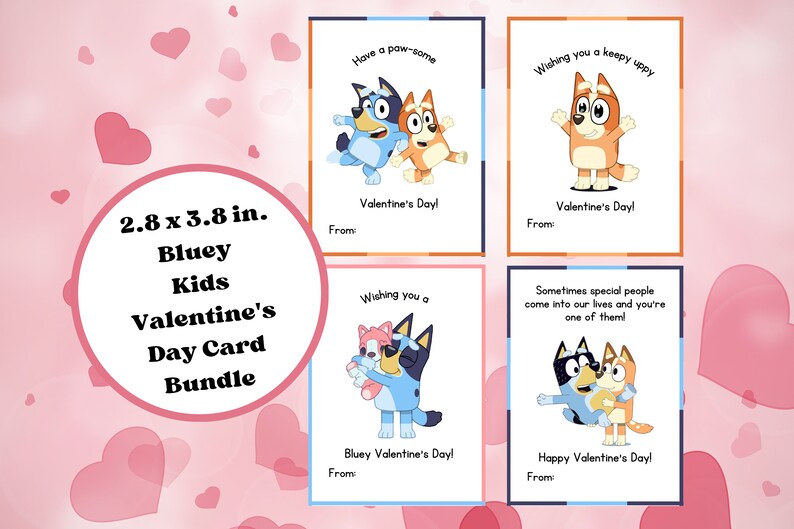 Bluey Kids Valentine Cards | Kids Valentine's Day Cards | Valentine ...