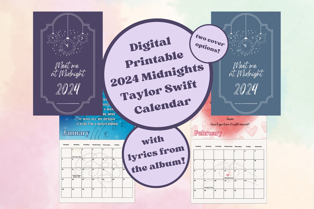 2024 Midnights Taylor Swift Calendar Digital Print Printable From