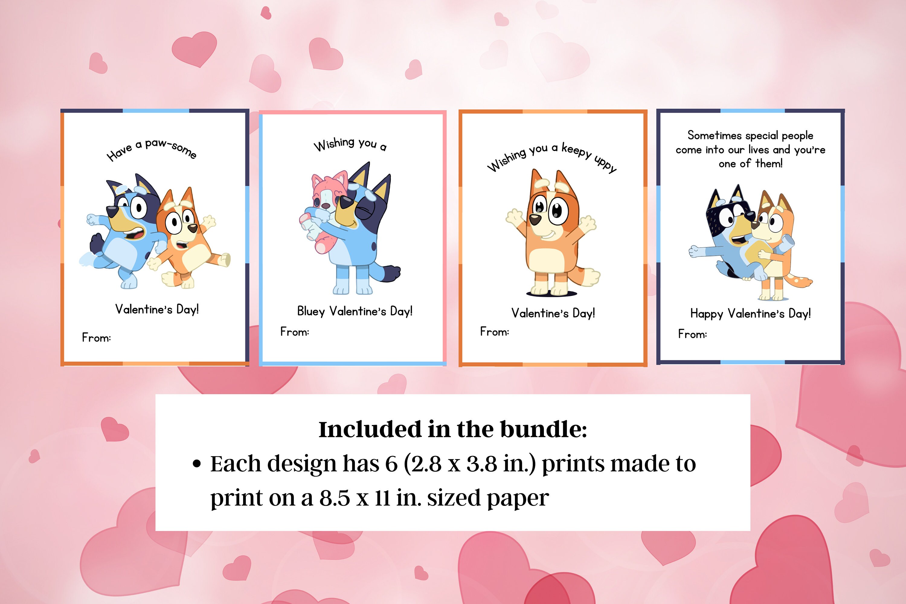 Bluey Kids Valentine Cards | Kids Valentine's Day Cards | Valentine Cards | Digital Valentine ...