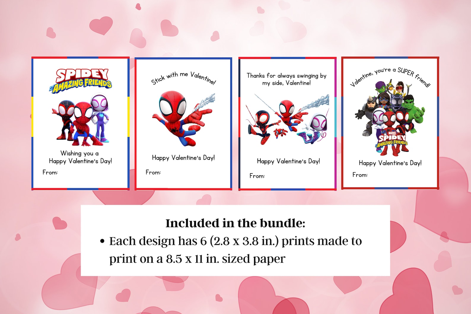 Spidey and His Amazing Friends Kids Valentine Cards | Kids Valentine's ...
