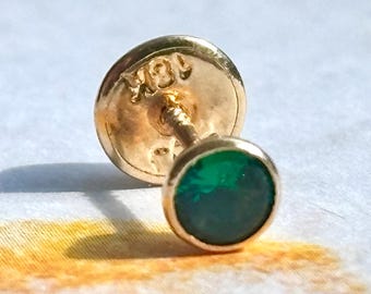 18K Gold Green Zircon Stud - Single Earring – Solo Stud – One Piece – Minimalist Design.