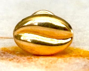 18K Solid Gold Coffee bean Earring | Minimalist Single stud with Screw Back | Mismatched & Stackable | One Piece