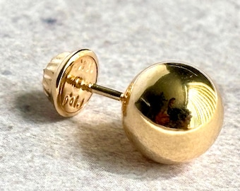 Orecchino singolo a sfera in oro massiccio 18 carati da 8 mm - Pezzo unico