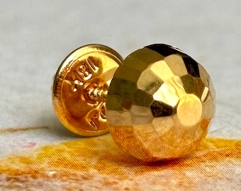 5mm - 18K Solid Gold half Ball Earring |  Minimalist Single stud with Screw Back | Mismatched & Stackable | One Piece