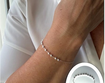 Pulsera de rosario S925, cuentas talladas con diamante y baño de oro de 10 quilates con la Virgen María y el crucifijo - Medalla milagrosa de 15 cm, joyería católica