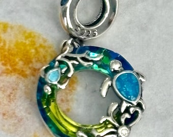 Charm de tortuga marina de plata de ley - Joyería marina compatible con Pandora