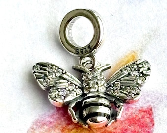 Sterling Silver Bee Charm: Pandora Compatible, Symbol of Nature