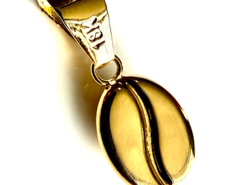 Colgante de grano de café de oro macizo de 18k / Charm minimalista / Collar no incluido