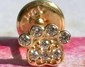 18K Solid Gold Animal foot print  Stud – Single Earring - Solo Stud - One Piece