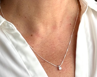 0.30 Carat Lab Grown Diamond Pendant in Rhodium Plated Sterling Silver | Necklace with Chain Included