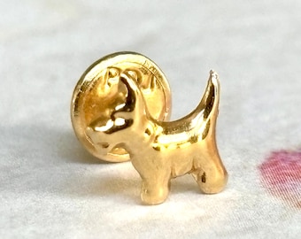 Pendiente de perro de oro macizo de 18 quilates / Pendiente individual minimalista con cierre de rosca / Diseño asimétrico y apilable.