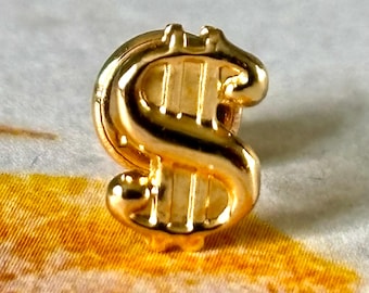 18K Solid Money Sign Earring | Minimalist Single stud with Screw Back | Mismatched & Stackable | One Piece