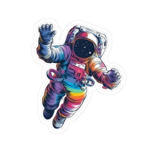 Colorful Astronaut Sticker: Space Explorer Vinyl Decal