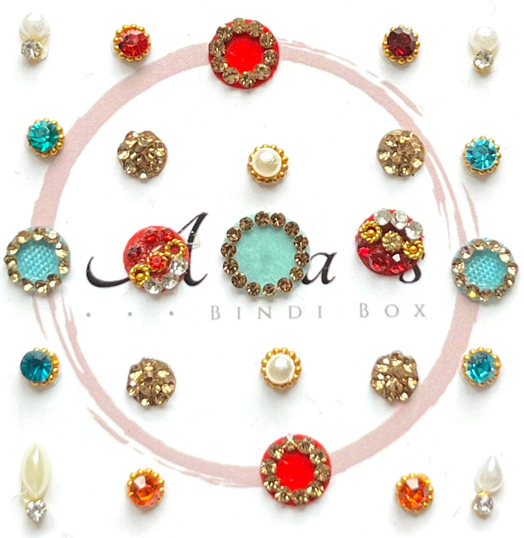 Avas Bindi Box Orange Round Bindis Party Wedding Gift Bag Etsy