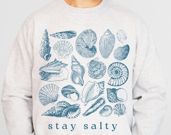 Stay Salty Seashells Sweatshirt, Vintage Seashells Sweatshirt, Seashells shirt, Coastal Surf Shirt, Ocean Beach Sweater, Summer Sweatshirt