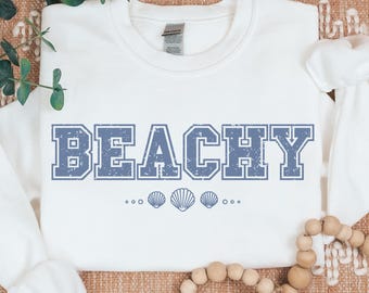 Beachy Sweatshirt, Seashell Sweatshirt, Beach Gift, Beach Sweatshirt, Coastal Surf Crewneck, Summer Sweatshirt, Summer Hoodie, Beach Hoodie
