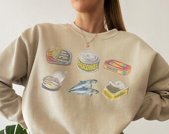 Sardines Sweatshirt: Tin Fish Seafood Vacation Crewneck