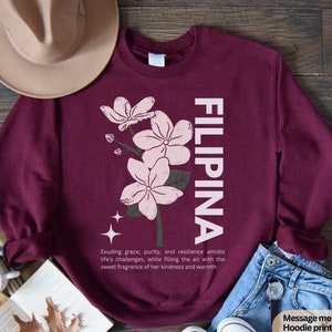 Filipina Sampaguita Sweatshirt, Filipina sweatshirt, Filipino Sweatshirt, Pinay tee, Gift for Filipina, Filipina Hoodie, Filipina Wife Shirt