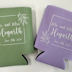 custom wedding koozies, custom can coolers, wedding favor, wedding party, wedding gift, beverage insulator, beer hugger, beer cooler,